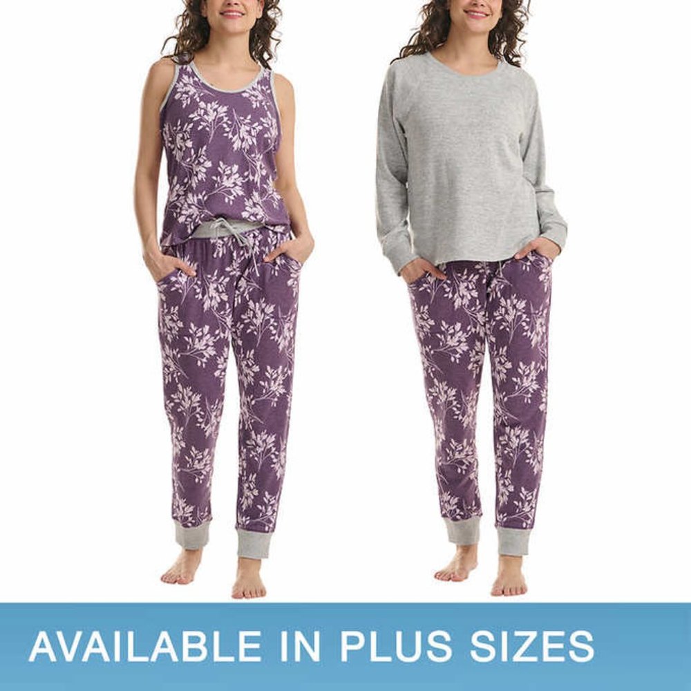 Live Love Lounge Ladies Tee, Tank + Jogger 3-Piece Pajamas Lounge Set Size S,M - Picture 2 of 12